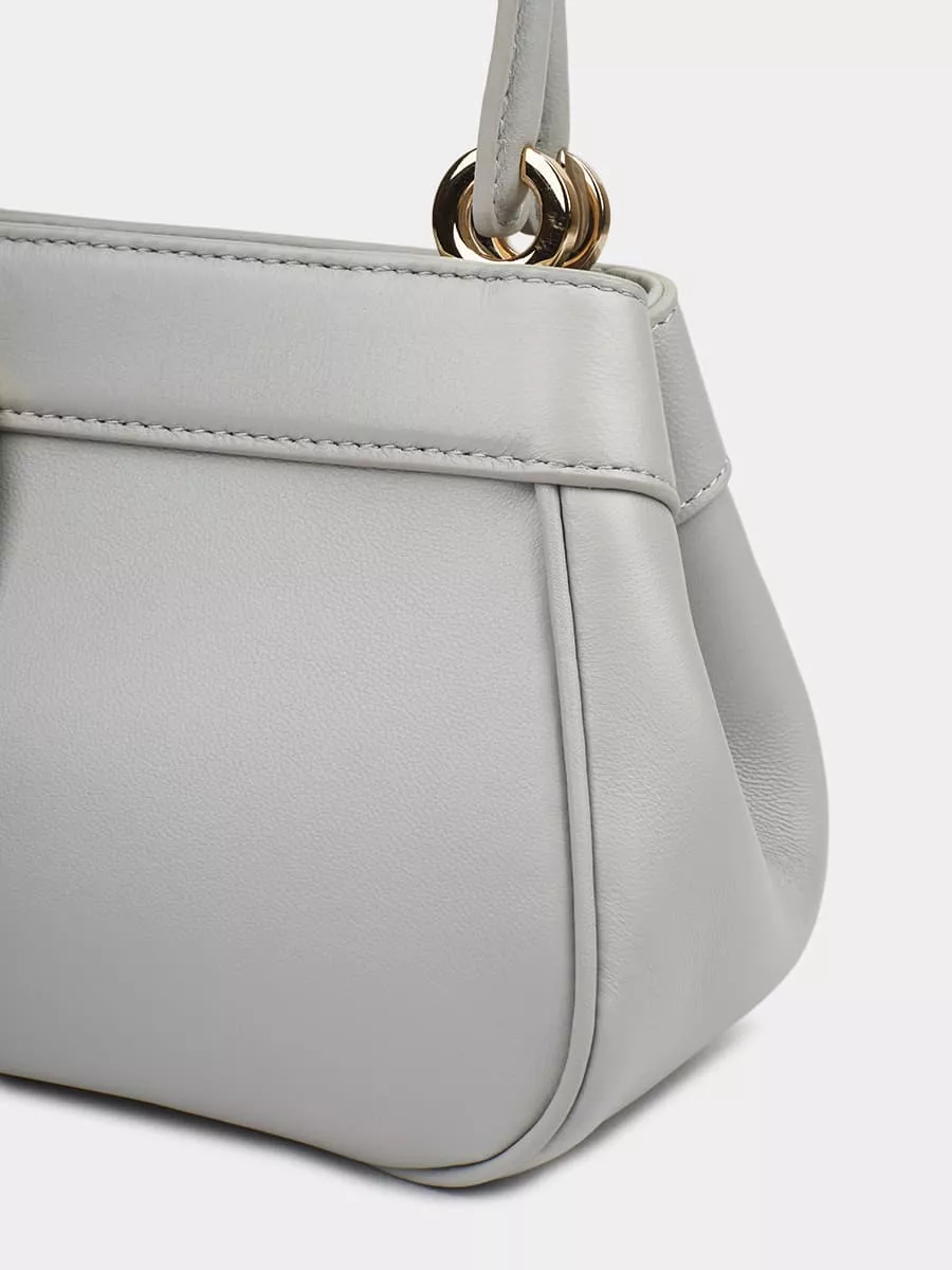 Классическая кожаная сумка Paris mini цвет серый