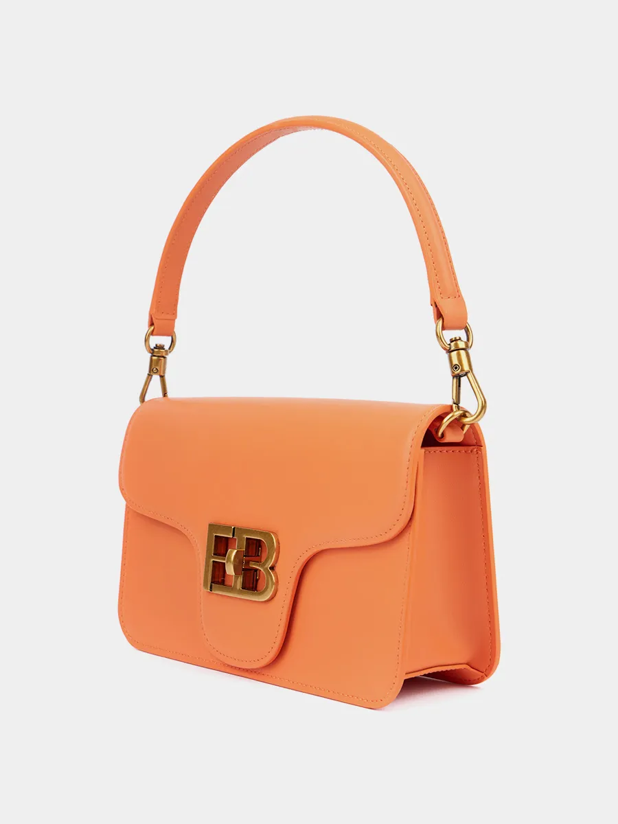 Классическая сумка Kim из натуральной гладкой кожи оранжевого цвета