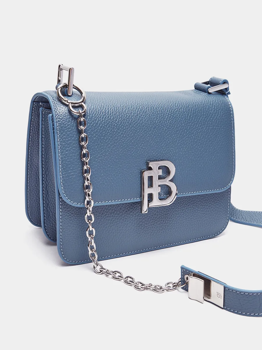 Классическая кожаная сумка Anastasia с фурнитурой Silver цвет синий бриллиант