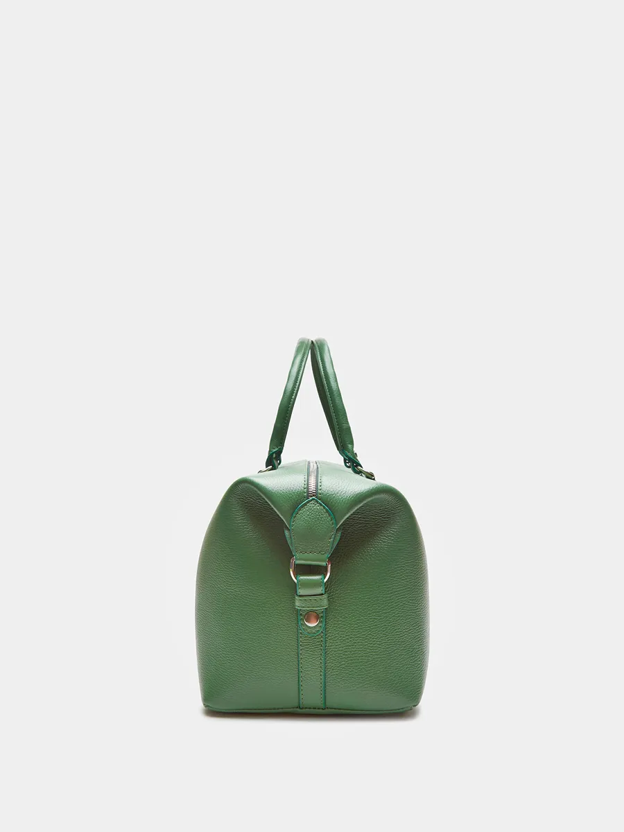 Дорожная сумка Ferrari из натуральной зернистой кожи светло-зеленого цвета