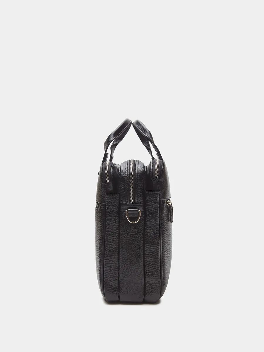 Деловая сумка Patrick из натуральной зернистой кожи черного цвета