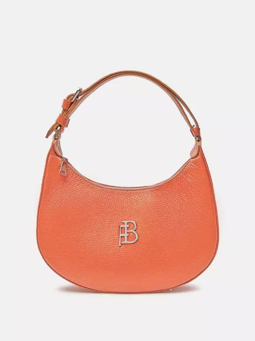 Классическая сумка Olga из натуральной зернистой кожи оранжевого цвета