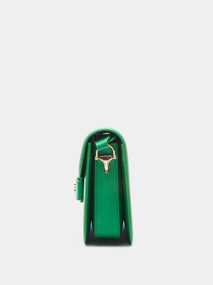 Классическая сумка Silvia с логотипом FB из натуральной зернистой кожи травяного цвета