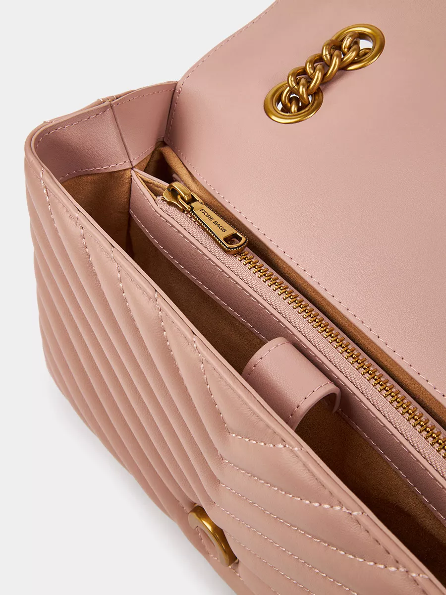Классическая кожаная сумка Charlotte цвет розовый