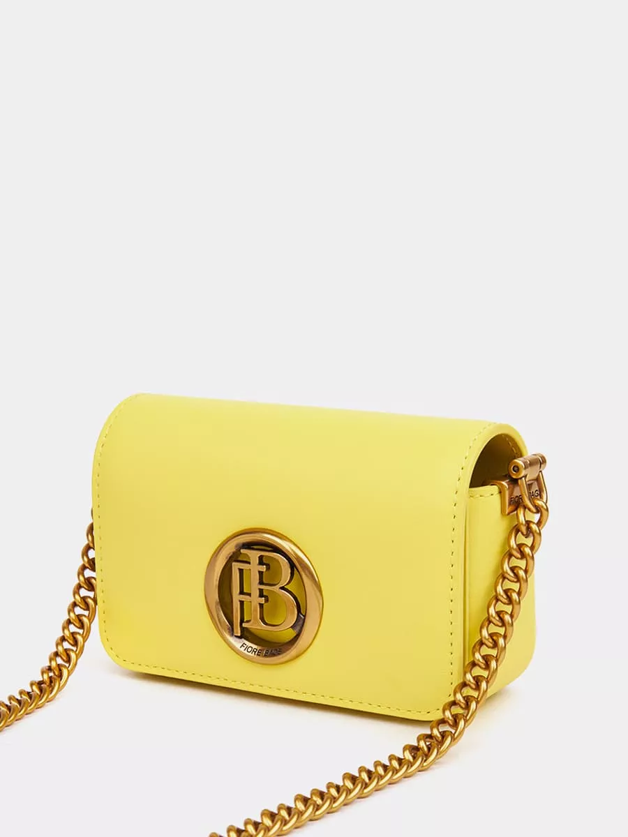 Классическая кожаная сумка Camila цвет лимонный