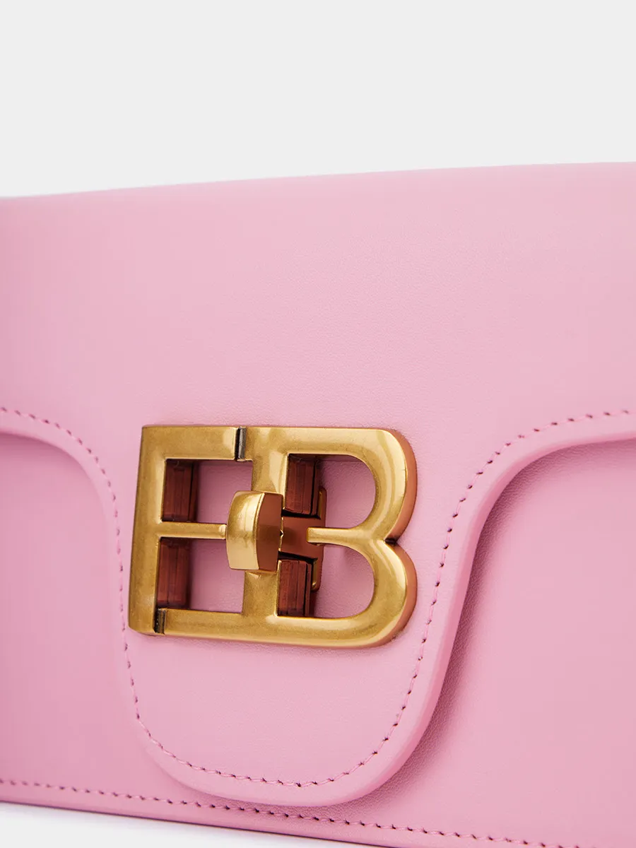 Классическая сумка Kim mini из натуральной гладкой кожи цвета розовое море