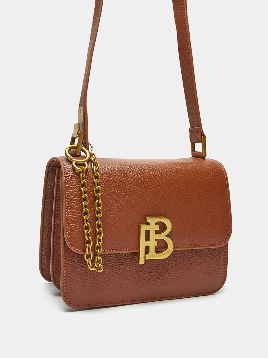 Классическая кожаная сумка Anastasia с фурнитурой Antic цвет фундук