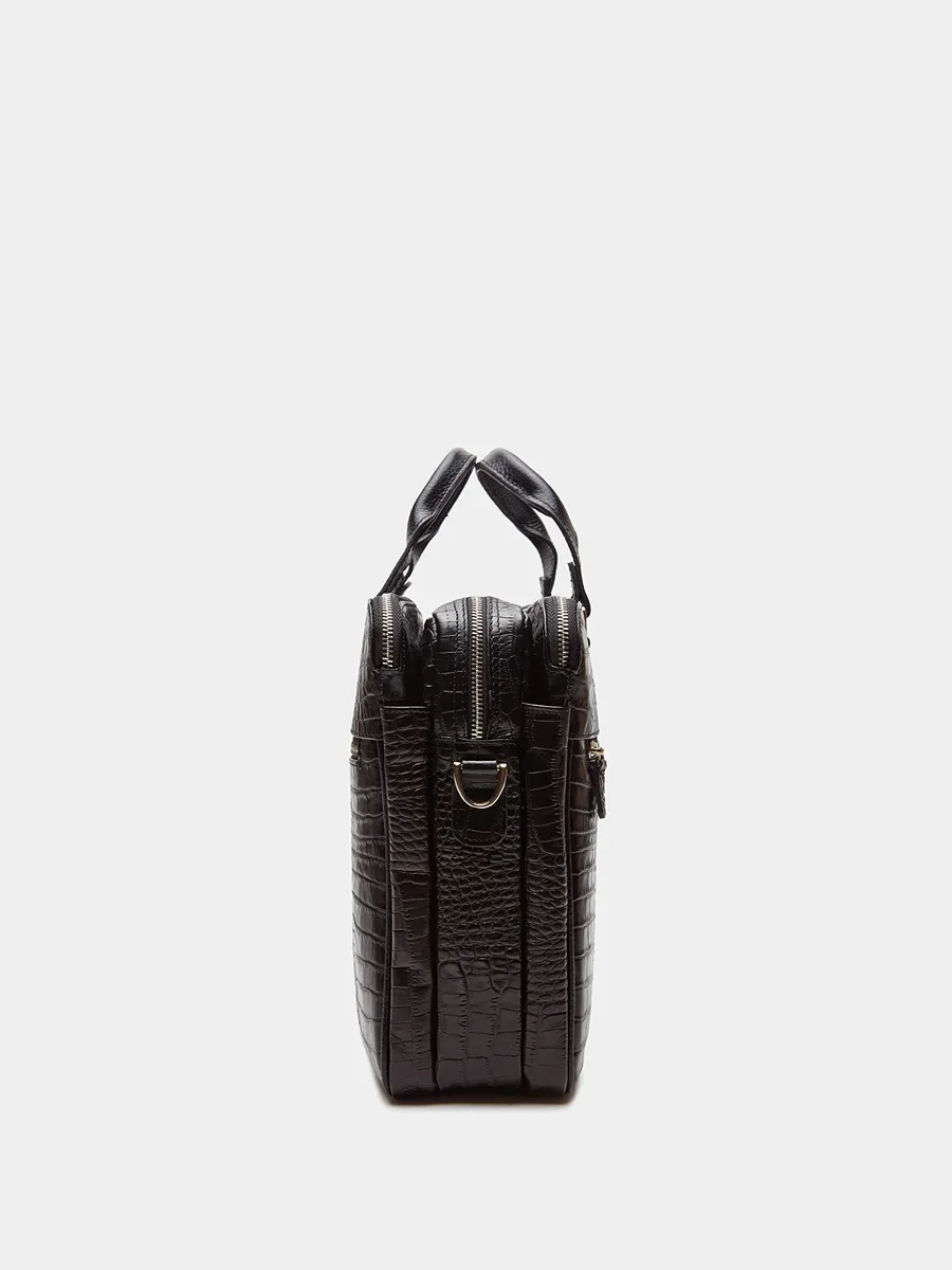 Деловая сумка Patrick Croco из натуральной кожи черного цвета