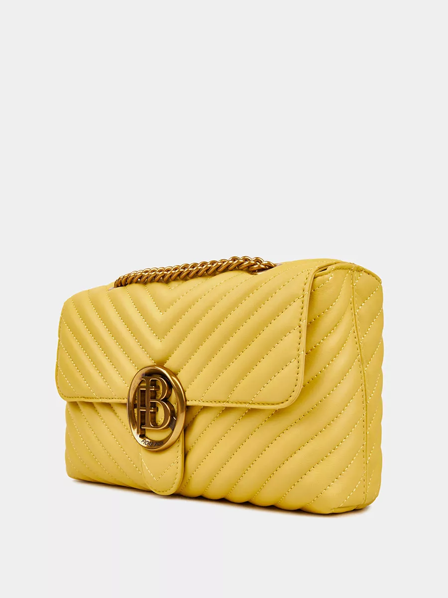Классическая кожаная сумка Charlotte цвет бледно-желтый