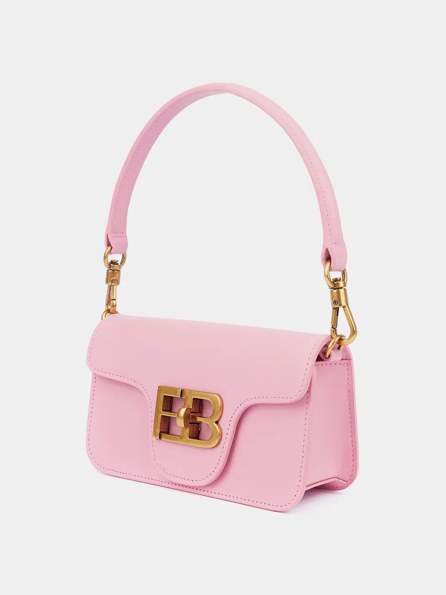 Классическая сумка Kim mini из натуральной гладкой кожи цвета розовое море
