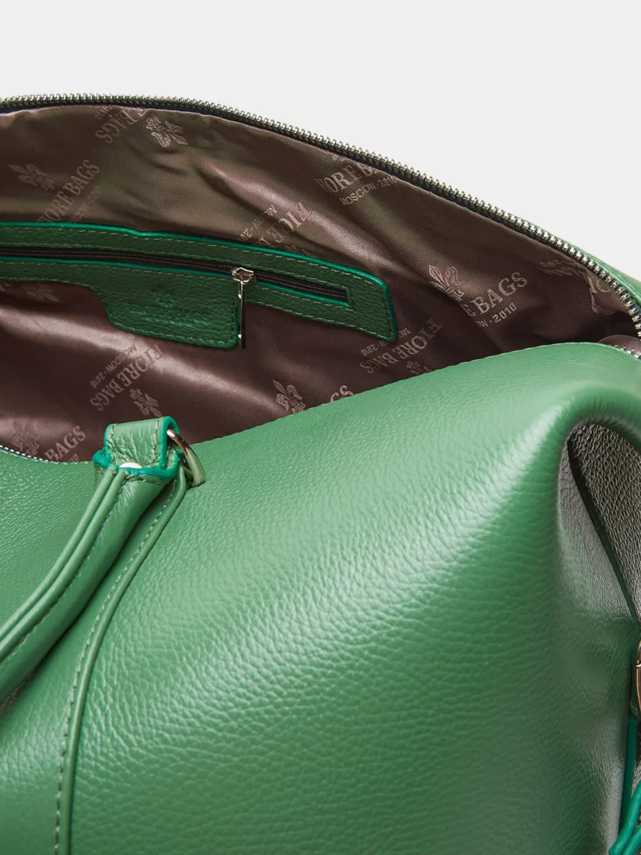 Дорожная сумка Ferrari из натуральной зернистой кожи светло-зеленого цвета