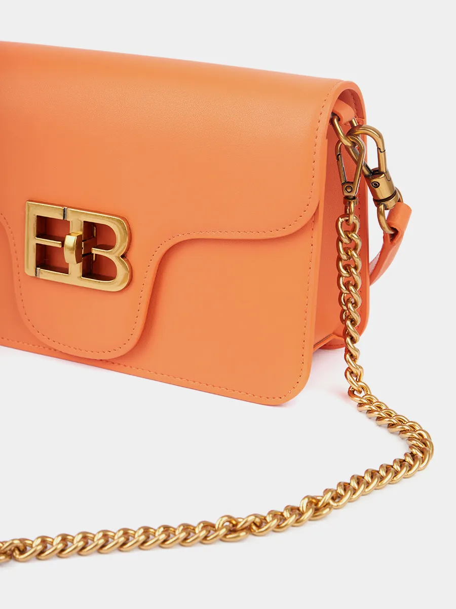 Классическая сумка Kim из натуральной гладкой кожи оранжевого цвета