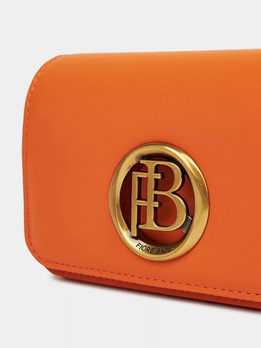 Классическая кожаная сумка Camila цвет оранжевый