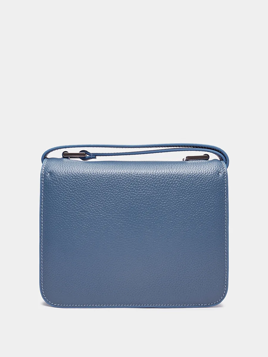 Классическая кожаная сумка Anastasia с фурнитурой Silver цвет синий бриллиант