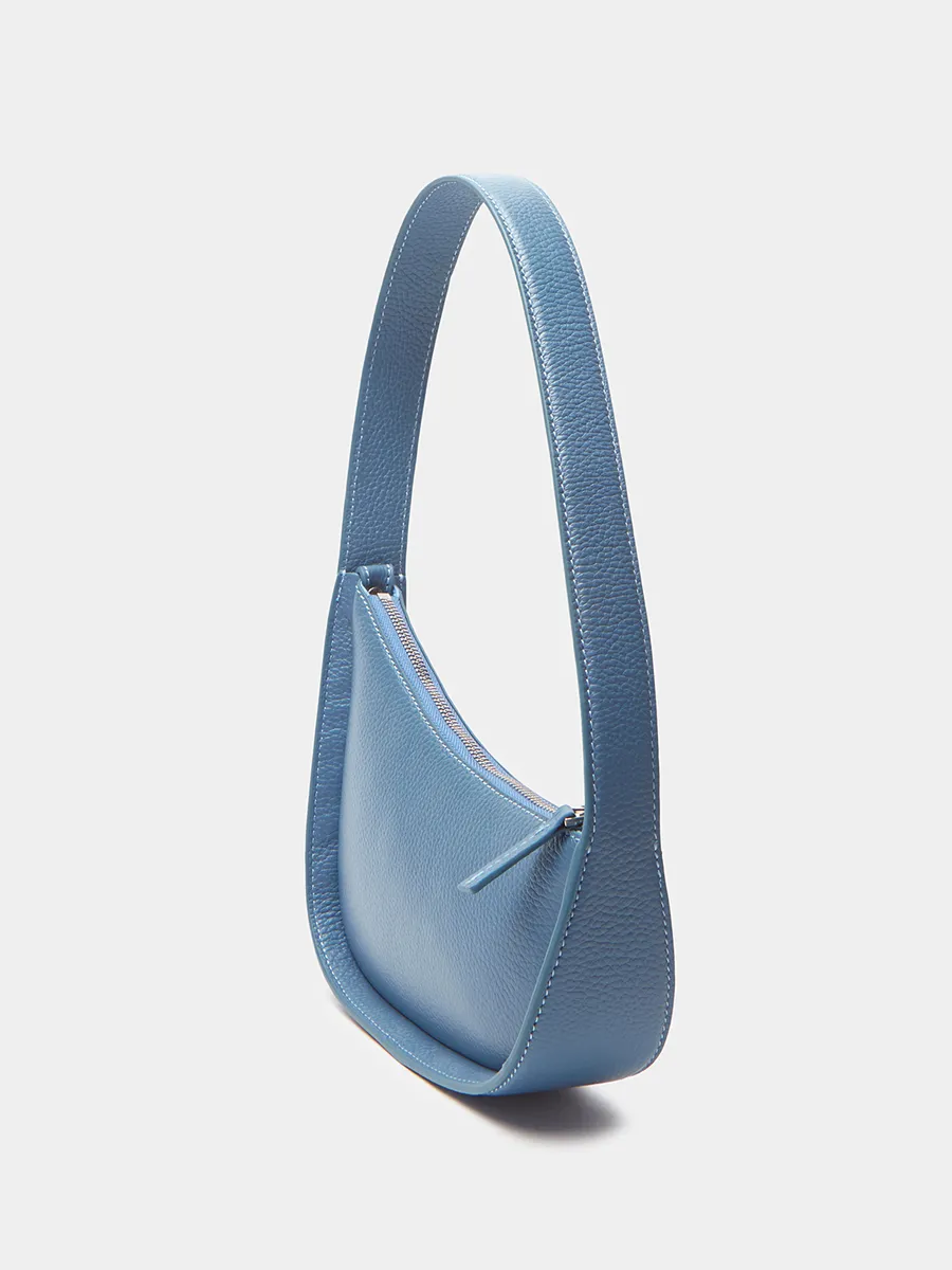 Классическая сумка Loren из натуральной зернистой кожи цвета синий бриллиант