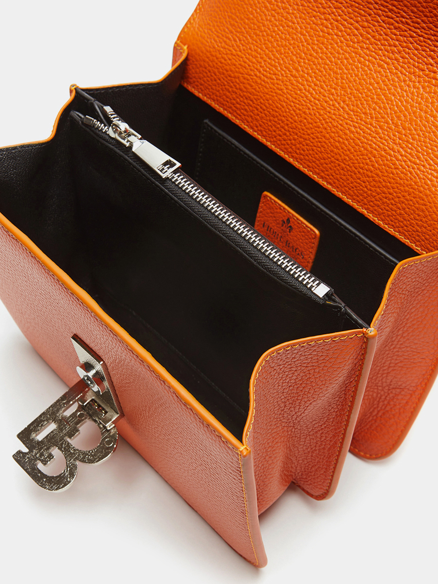 Классическая кожаная сумка Anastasia с фурнитурой Silver цвет сицилийский апельсин