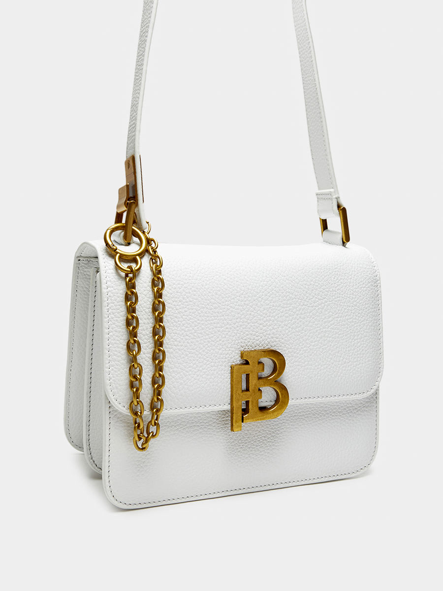 Классическая кожаная сумка Anastasia с фурнитурой Antic цвет белый