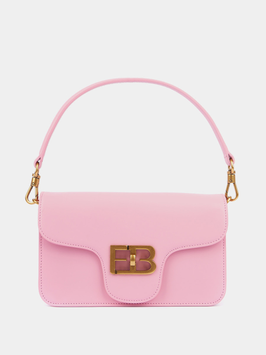 Классическая сумка Kim из натуральной гладкой кожи цвета розовое море