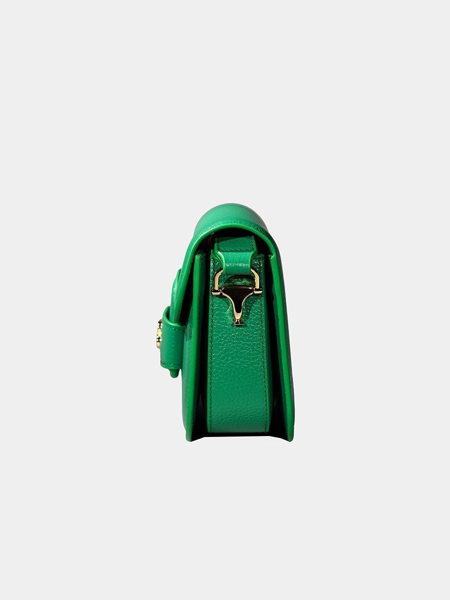 Классическая сумка Silvia mini с логотипом FB из натуральной зернистой кожи травяного цвета