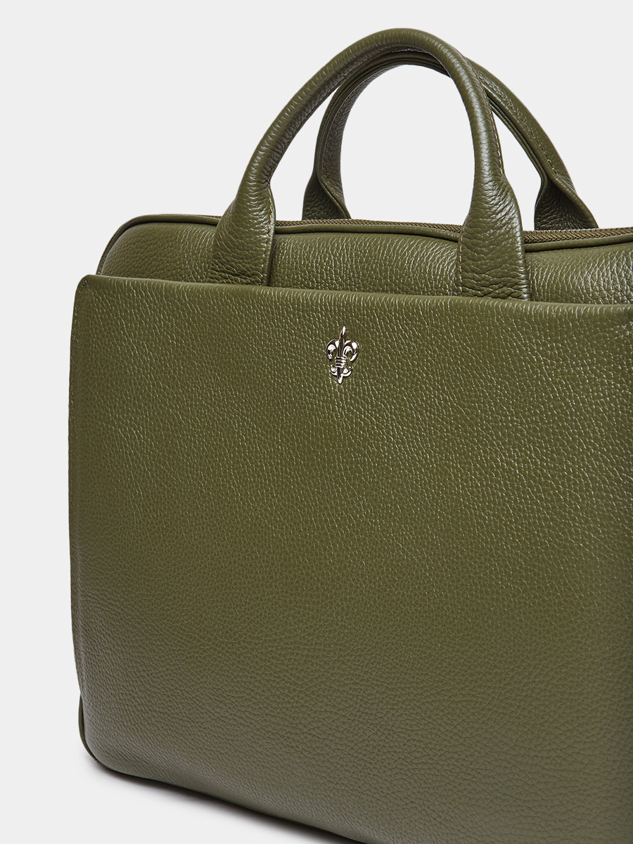 Деловая сумка Saimon из натуральной зернистой кожи камуфляжного цвета