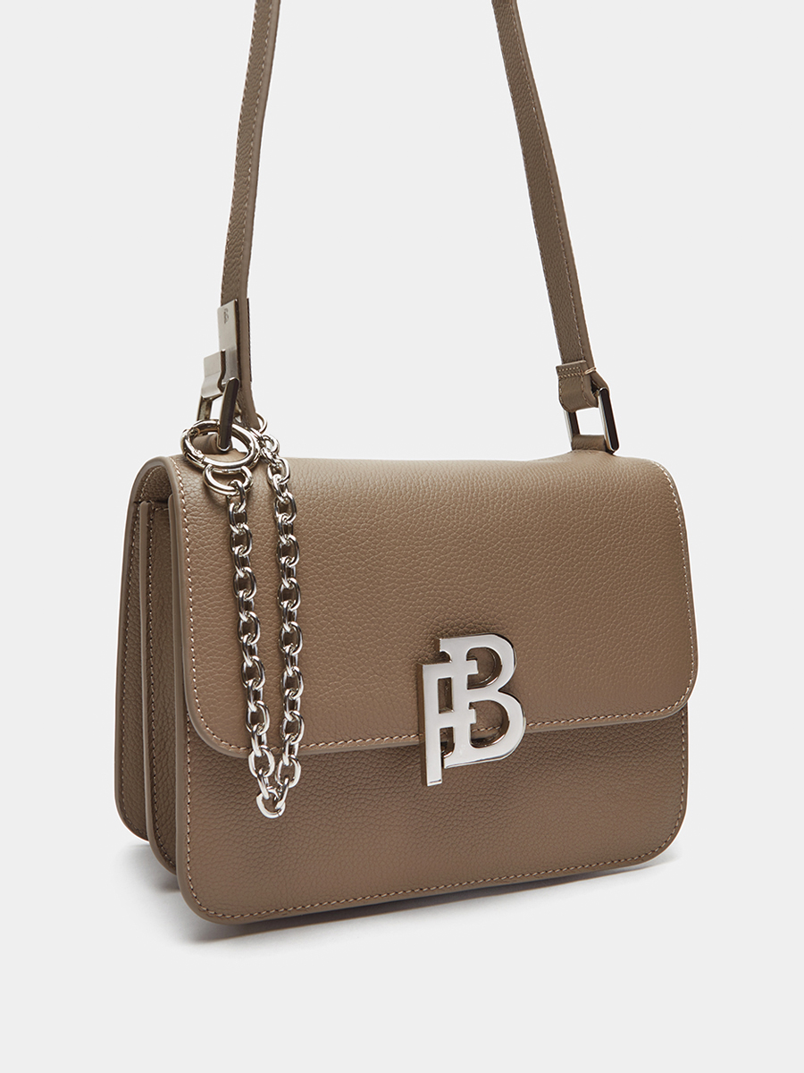 Классическая кожаная сумка Anastasia с фурнитурой Silver цвет какао