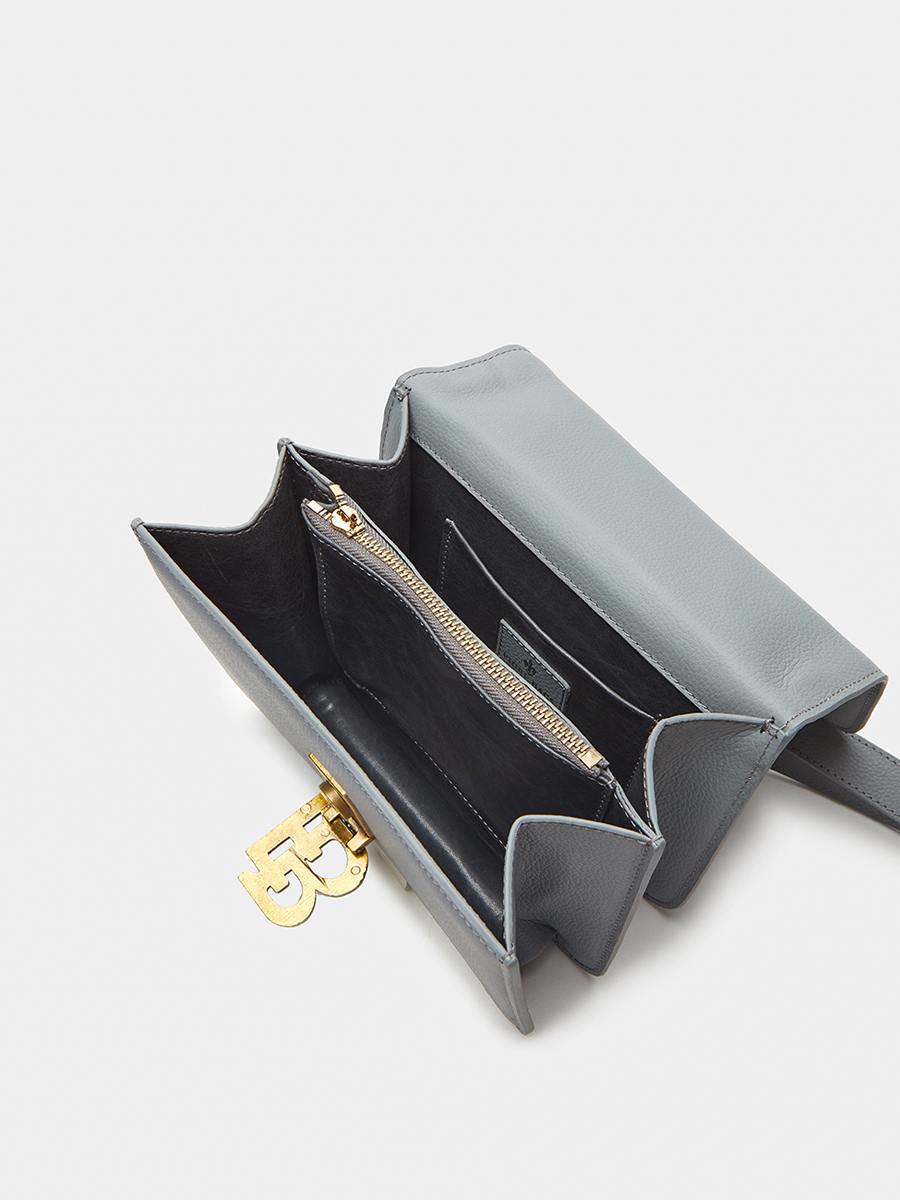 Классическая кожаная сумка Anastasia с фурнитурой Antic цвет серый