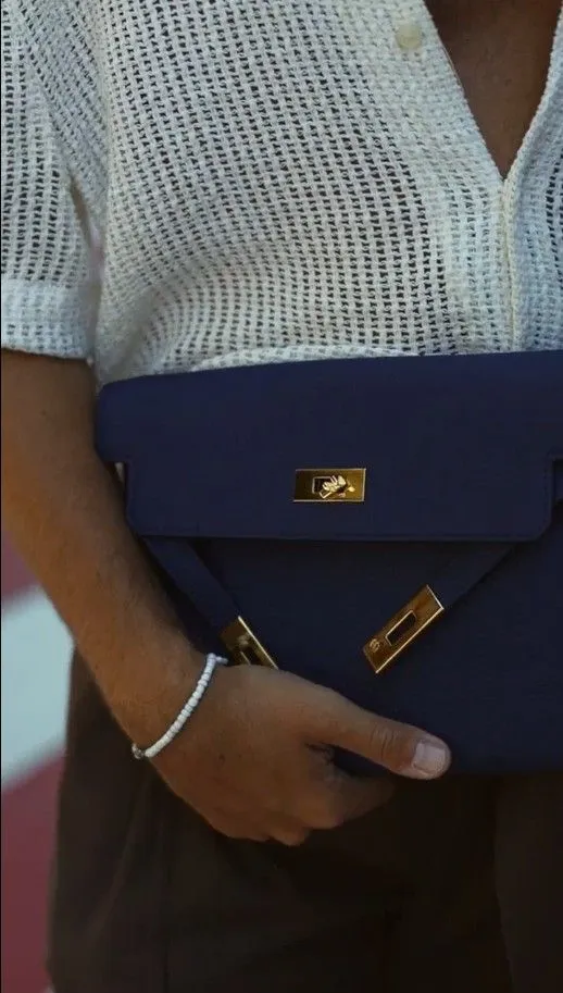 Деловая сумка Mark с фурнитурой gold в цвете синий муссон