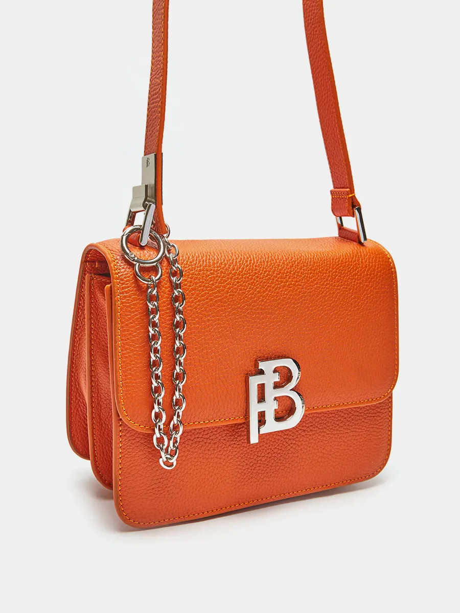 Классическая кожанная сумка Anastasia с фурнитурой Silver цвет сицилийский апельсин