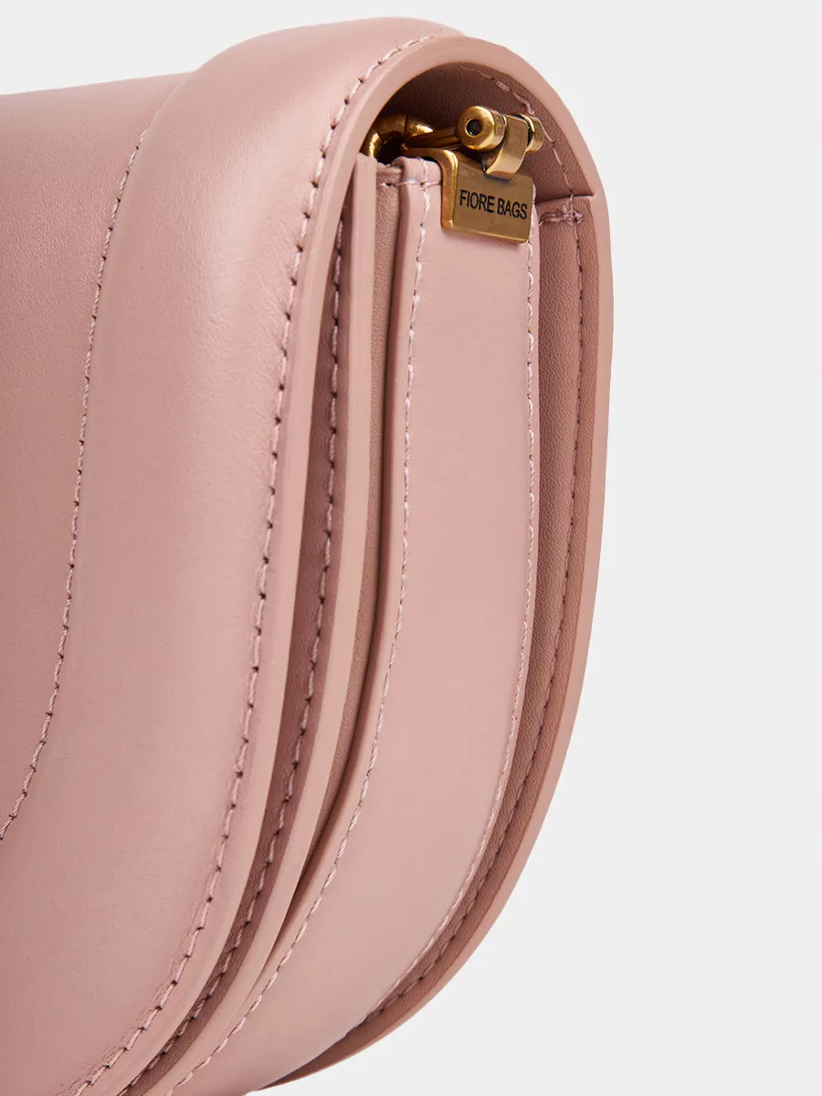 Классическая кожаная сумка Fabia цвет пудра