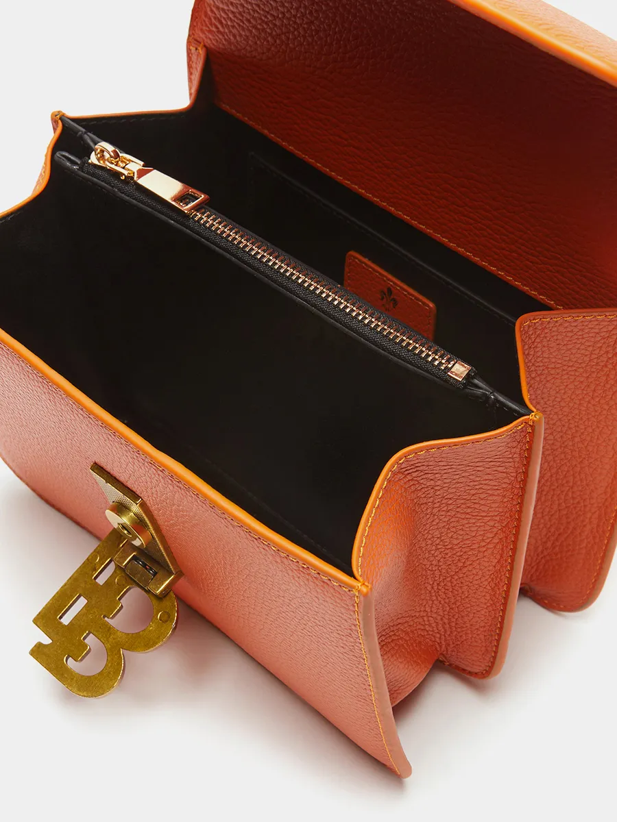 Классическая кожанная сумка Anastasia с фурнитурой Antic цвет сицилийский апельсин