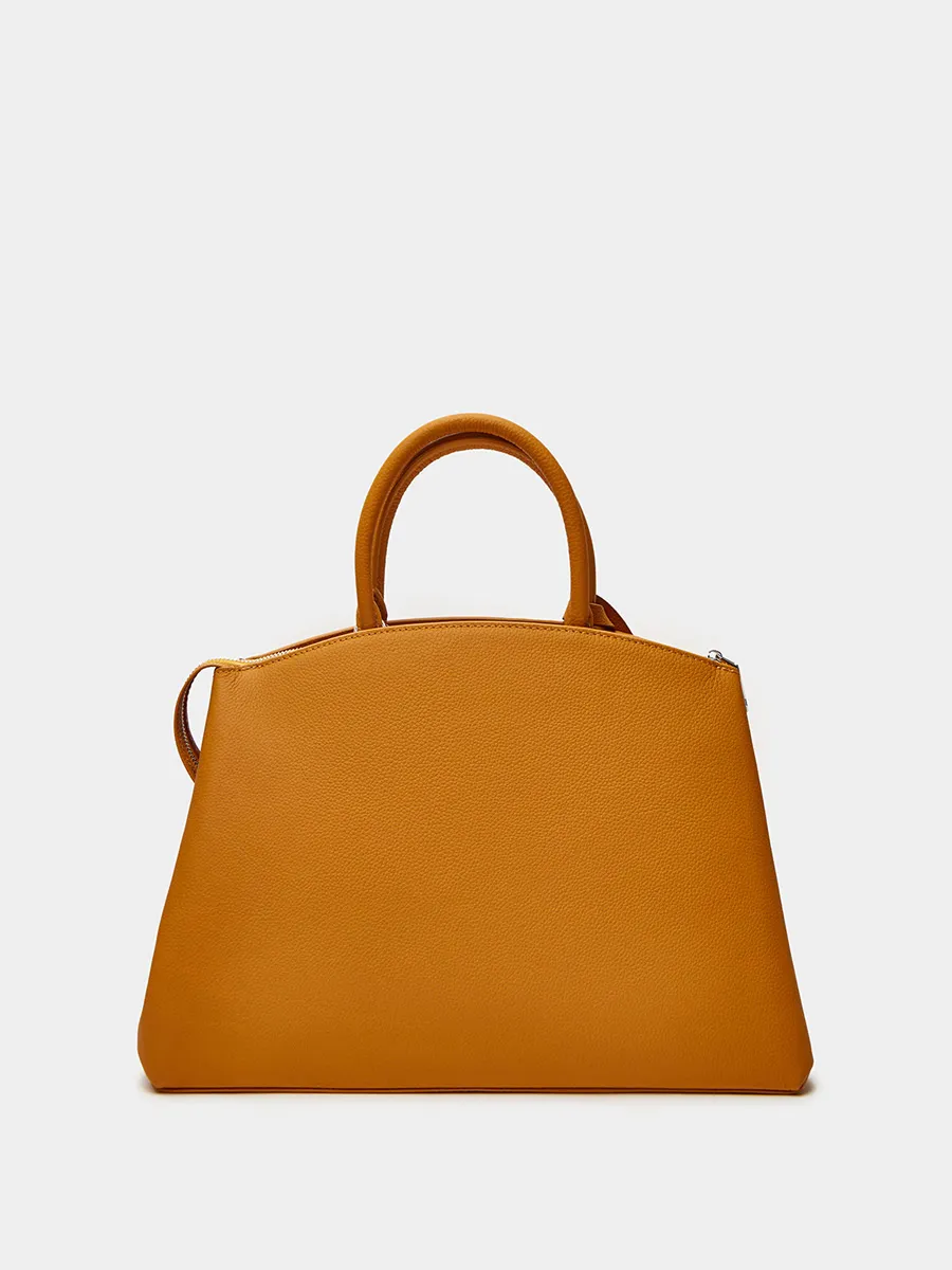 Классическая сумка Madlen из натуральной зернистой кожи горчичного цвета