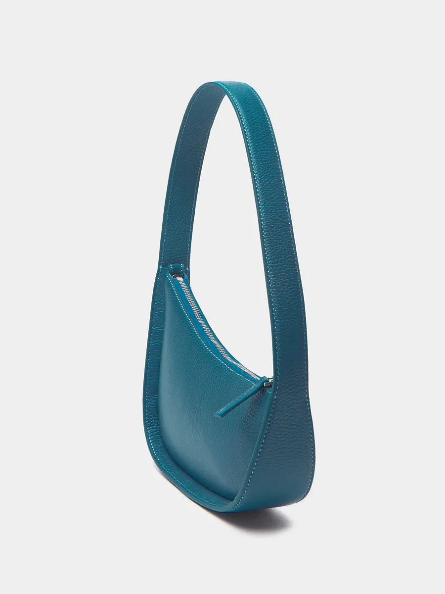 Классическая сумка Loren из натуральной зернистой кожи цвета морской волны