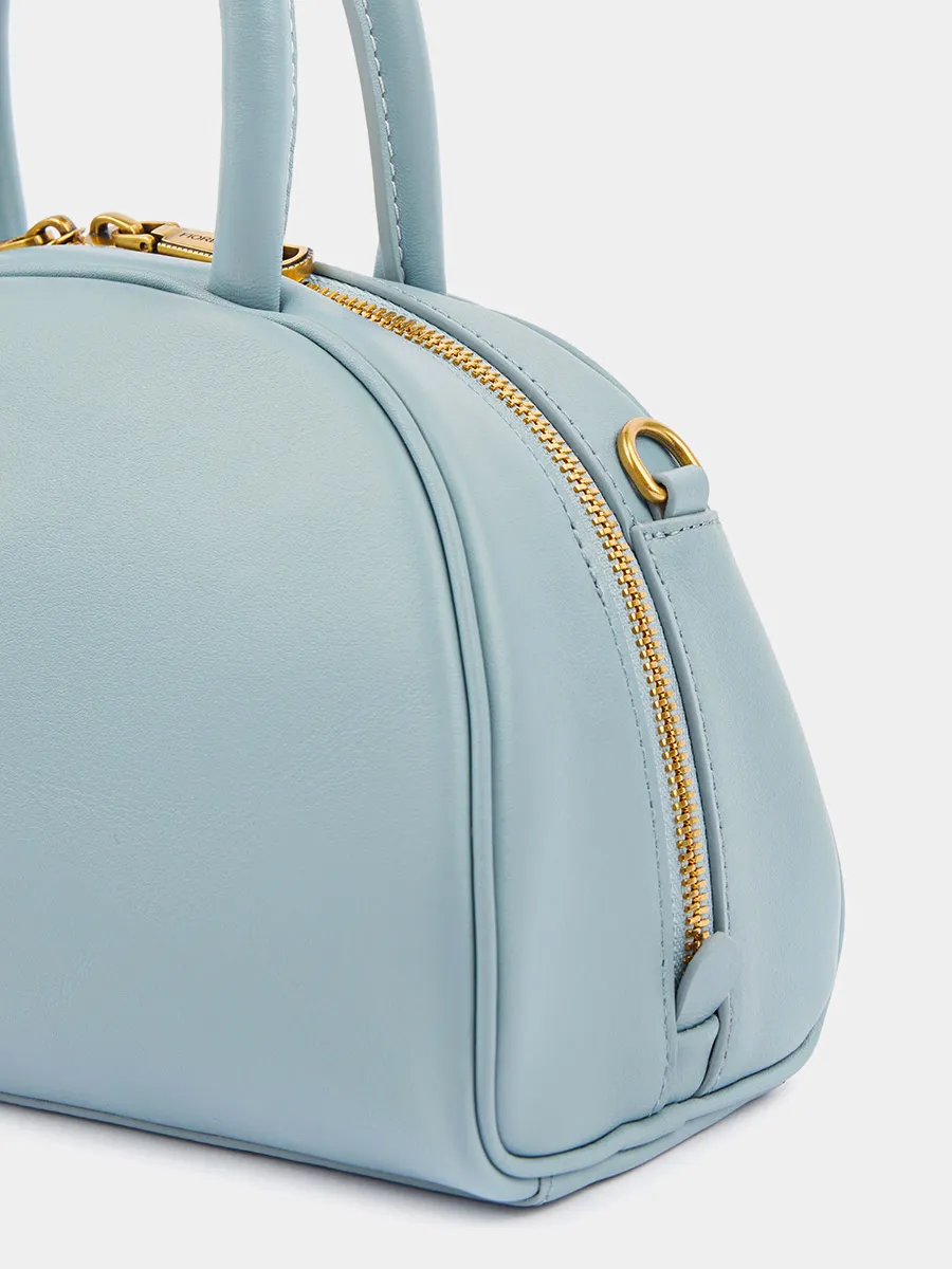 Классическая сумка Kris из натуральной гладкой кожи серо-голубого цвета