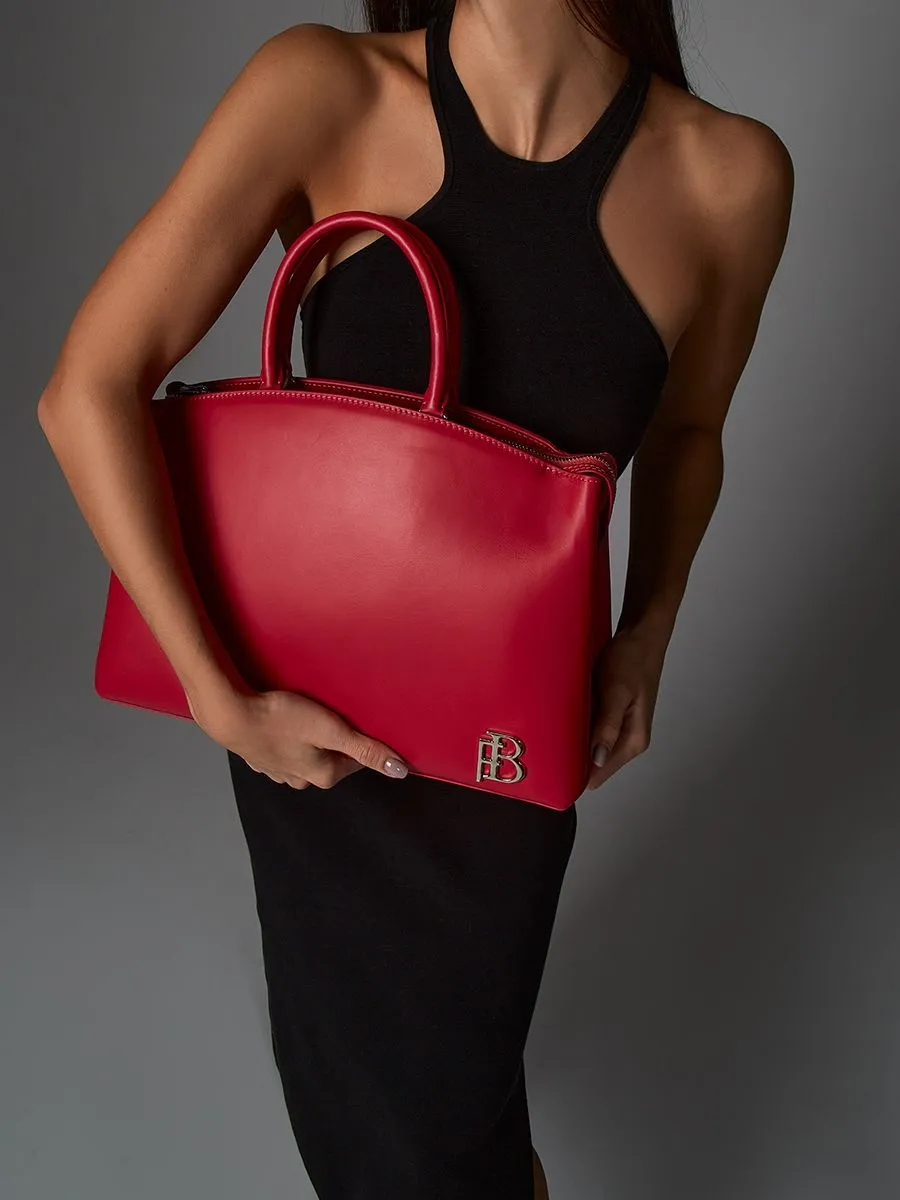 Классическая сумка Madlen из натуральной гладкой кожи красного цвета