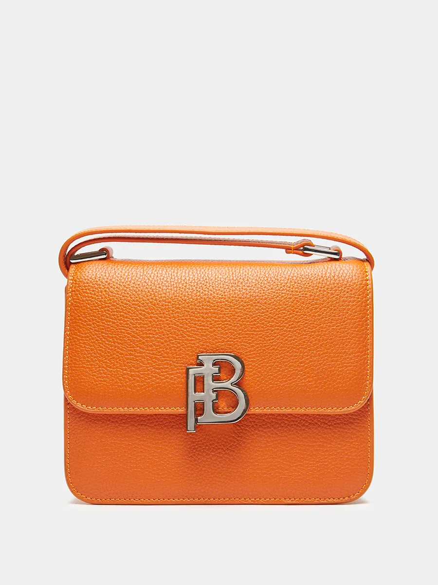 Классическая кожанная сумка Anastasia с фурнитурой Silver цвет сицилийский апельсин