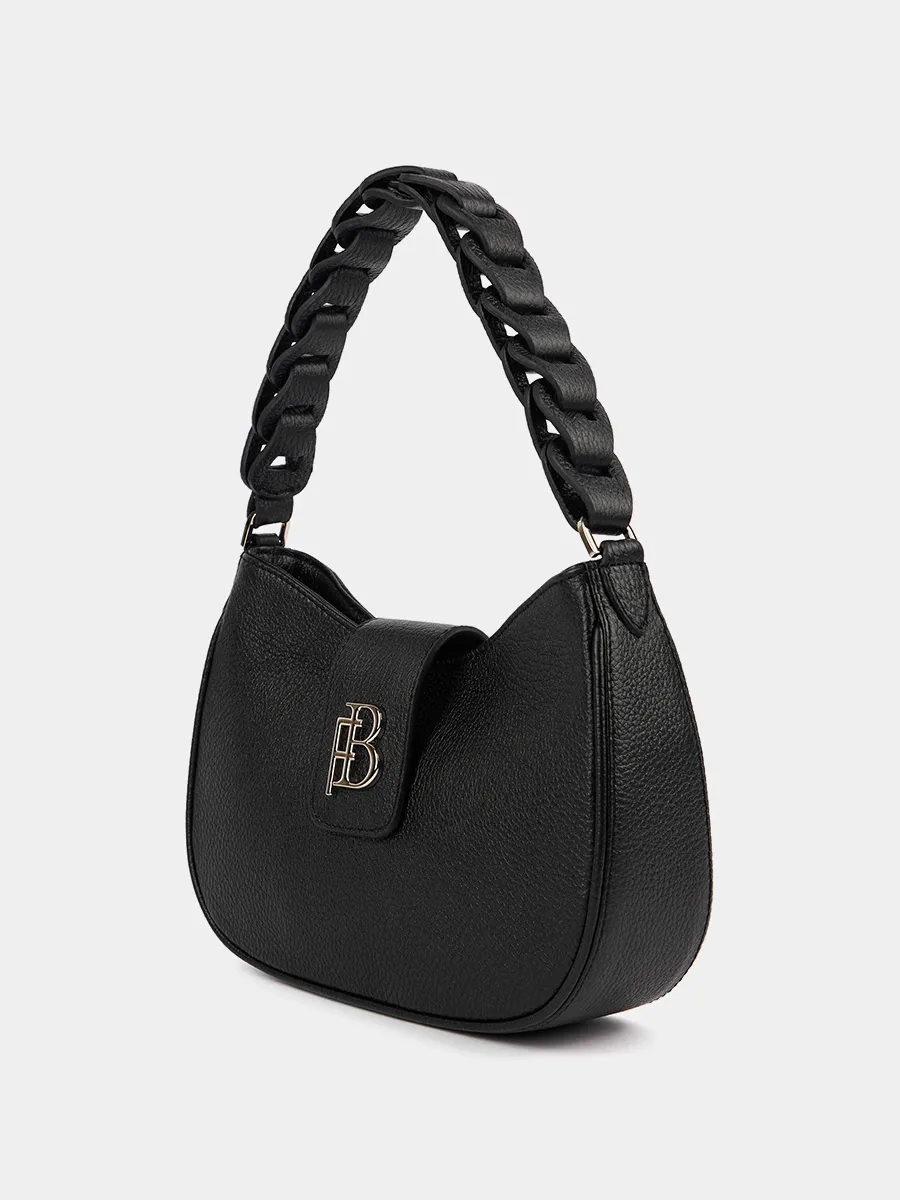 Классическая сумка Louise из натуральной зернистой кожи черного цвета