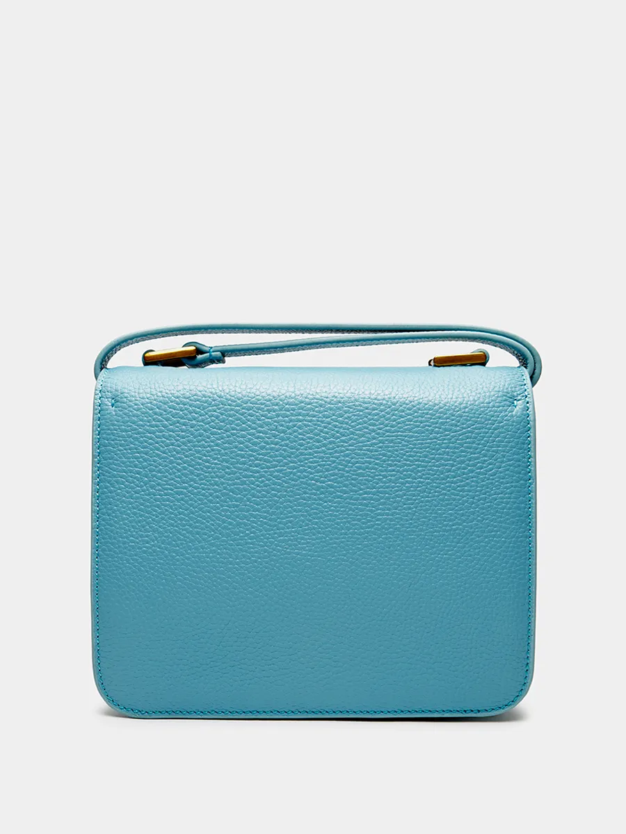 Классическая кожанная сумка Anastasia с фурнитурой Antic цвет лазурный