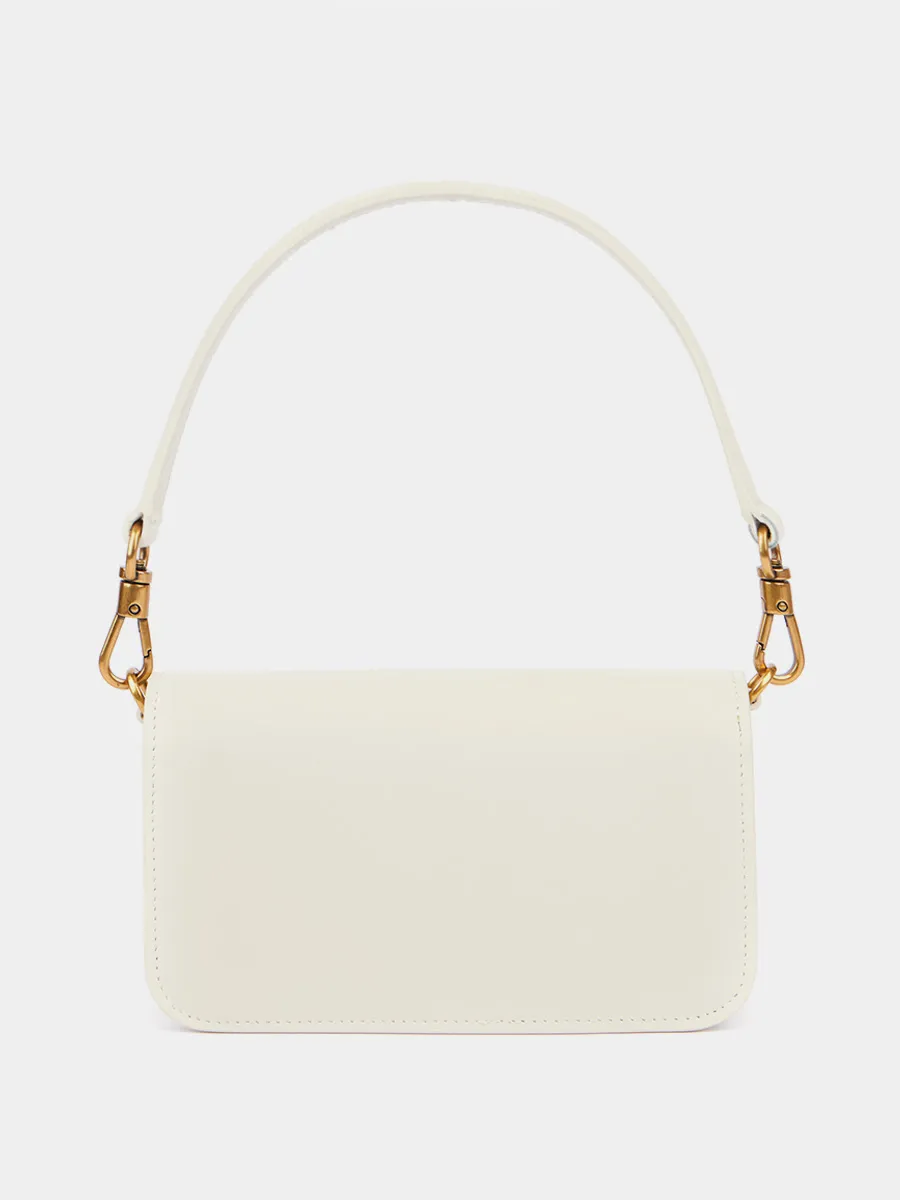 Классическая сумка Kim mini из натуральной гладкой кожи белого цвета