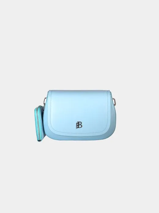 Классическая сумка Paulina из натуральной гладкой кожи небесно-голубого цвета