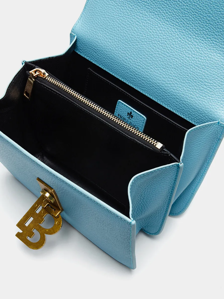 Классическая кожанная сумка Anastasia с фурнитурой Antic цвет лазурный