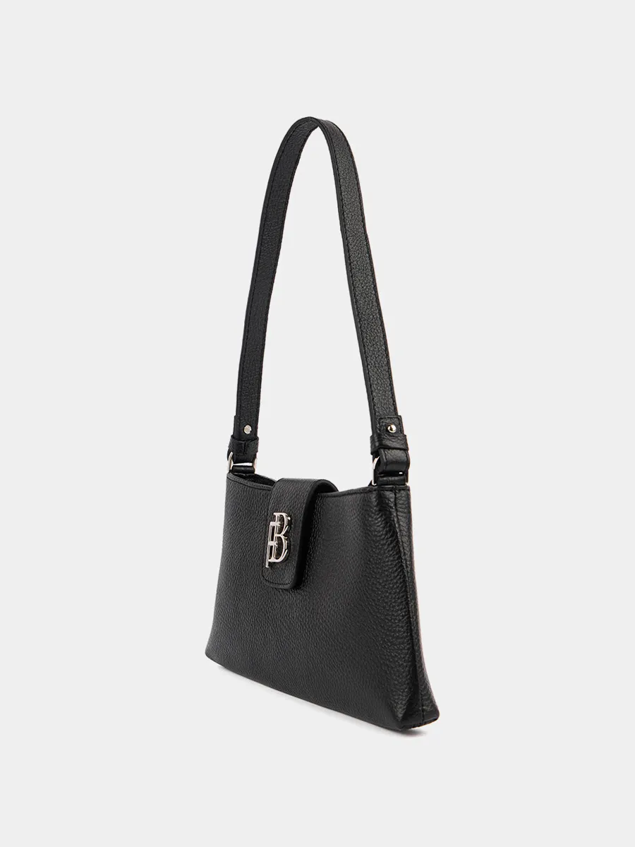 Классическая сумка Linda из натуральной зернистой кожи черного цвета
