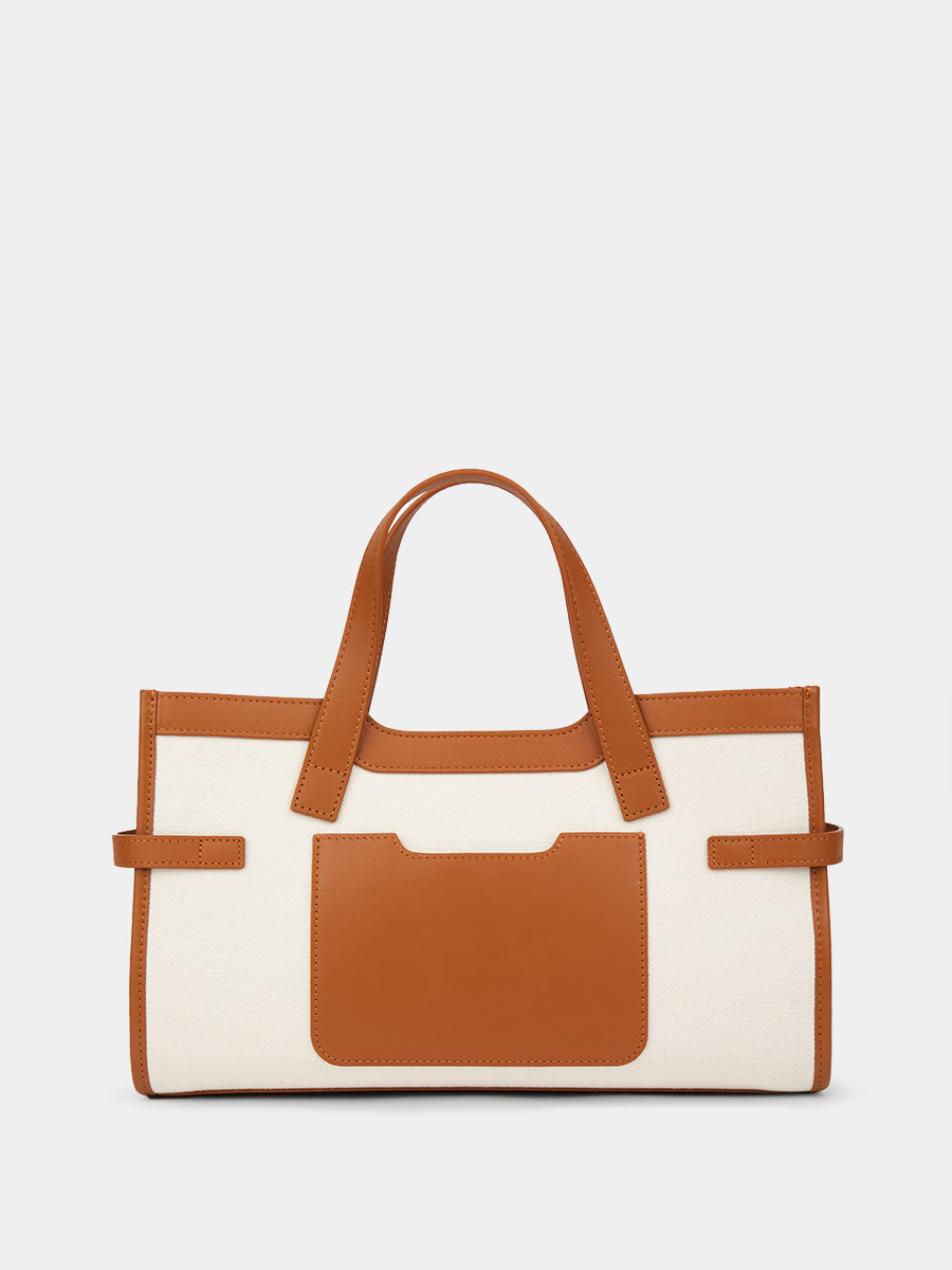 Классическая сумка Nicole mini кожа цвета фундук, текстиль бежевый