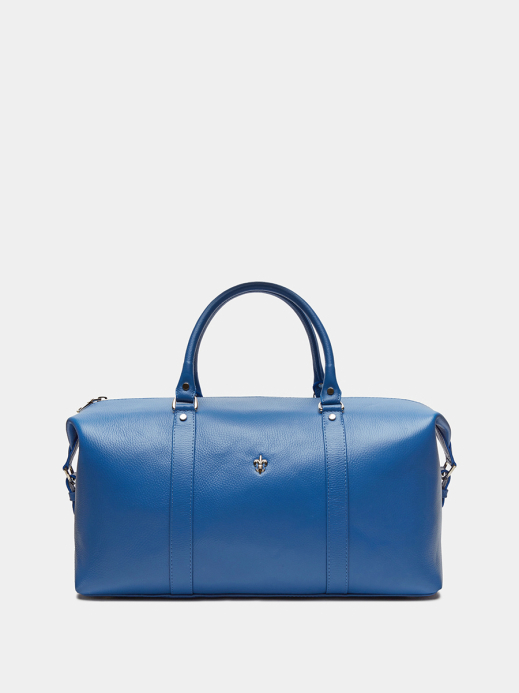 Дорожная сумка Ferrari из натуральной зернистой кожи синего цвета
