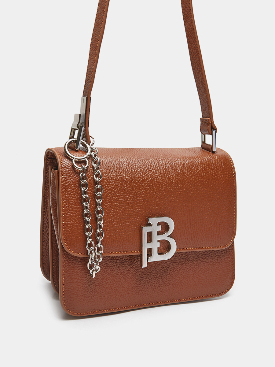Классическая кожаная сумка Anastasia с фурнитурой Silver цвет фундук