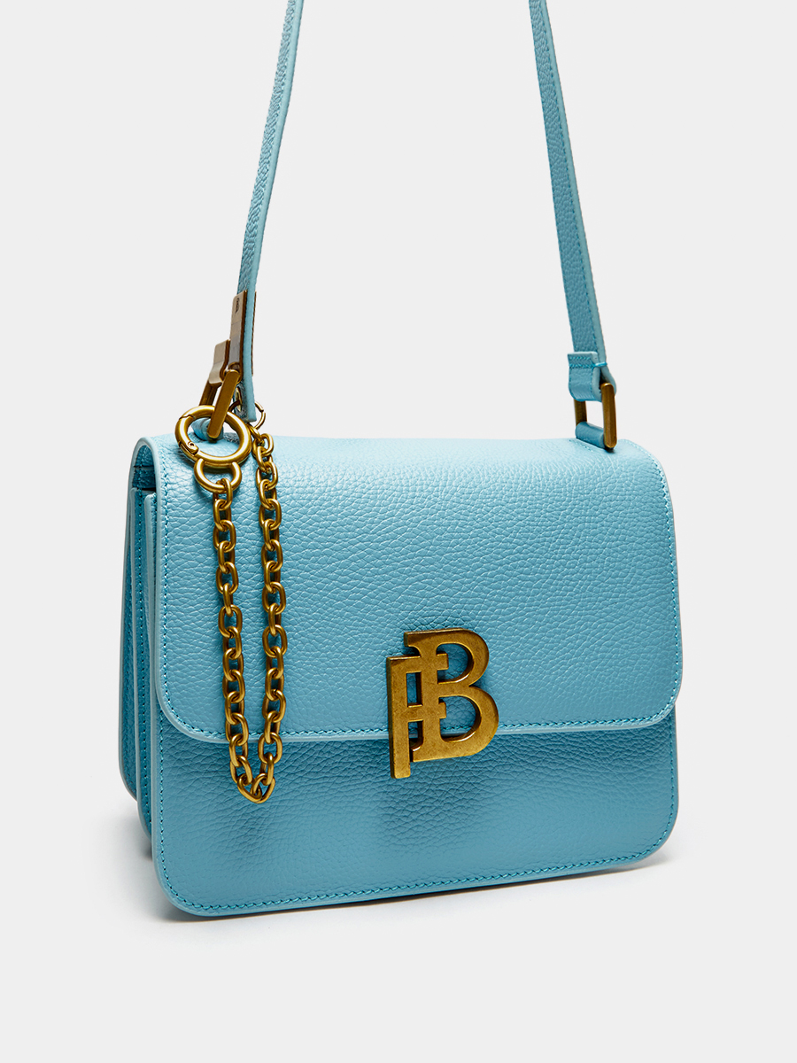 Классическая кожаная сумка Anastasia с фурнитурой Antic цвет лазурный