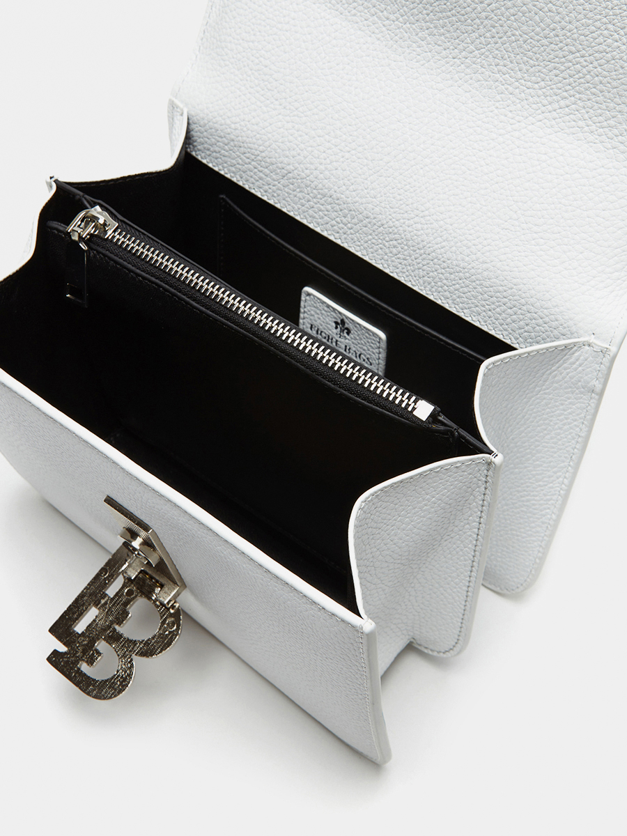 Классическая кожаная сумка Anastasia с фурнитурой Silver цвет белый