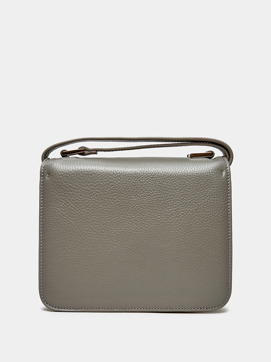 Классическая кожаная сумка Anastasia с фурнитурой Silver цвет серый
