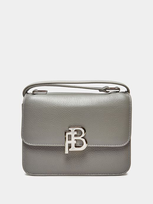 Классическая кожаная сумка Anastasia с фурнитурой Silver цвет серый