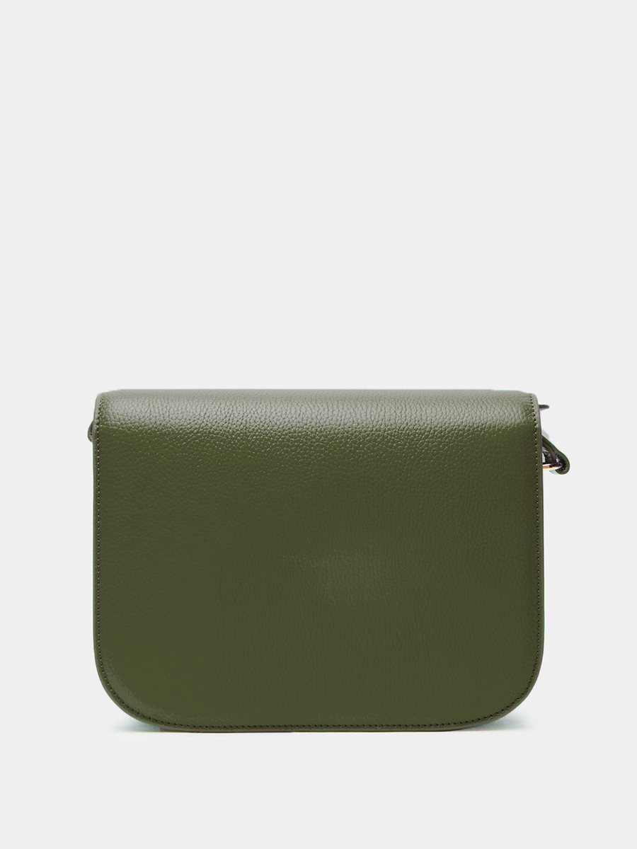 Классическая сумка Silvia с логотипом FB из натуральной зернистой кожи болотного цвета