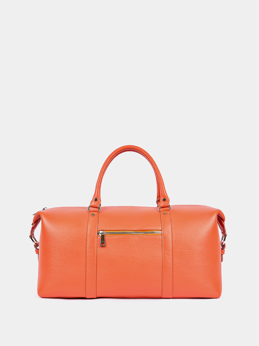 Дорожная сумка Ferrari из натуральной зернистой кожи оранжевого цвета